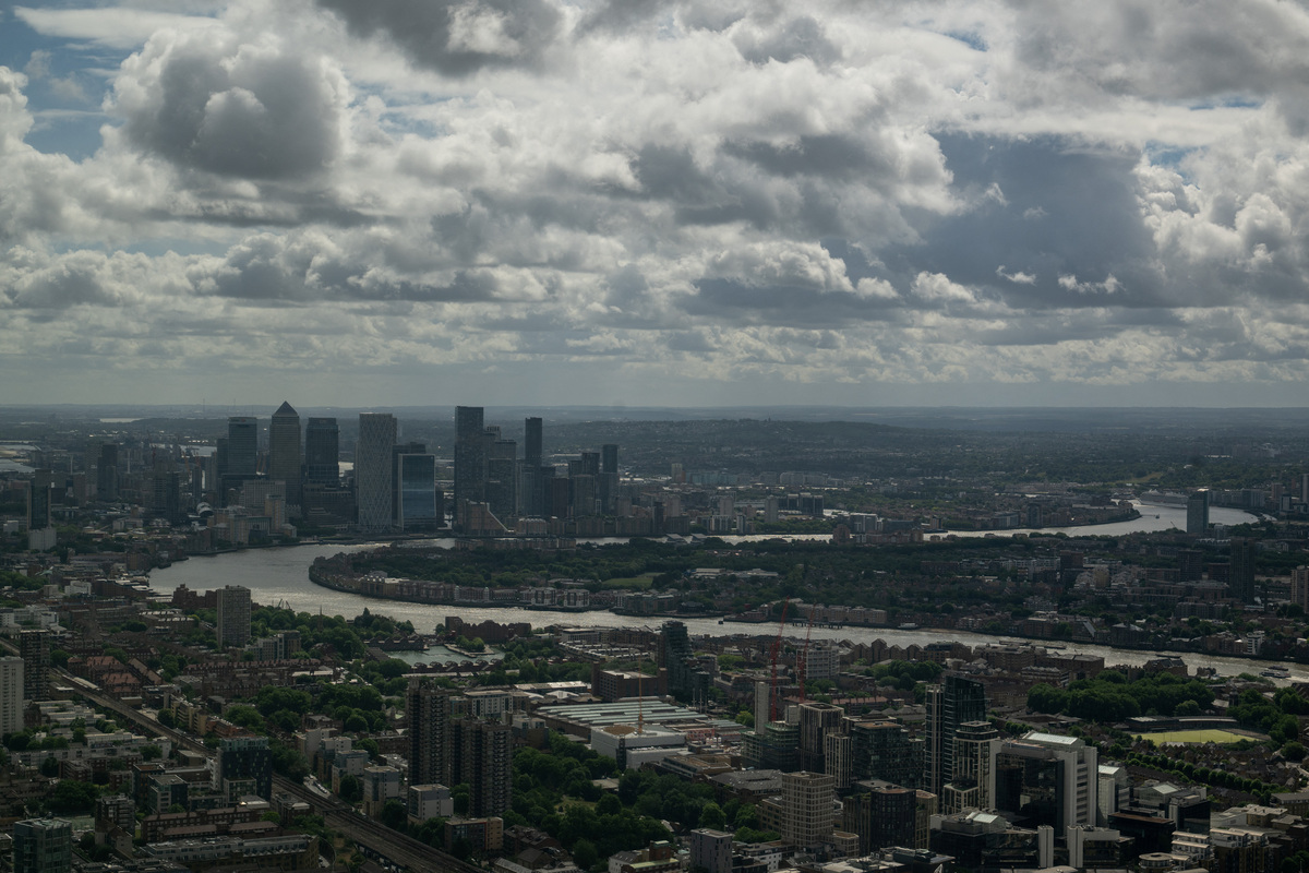 Canary Wharf, from the Horizon 22 viewing platform in London, Britain, June 9, 2026. REUTERS/Chris J. Ratcliffe