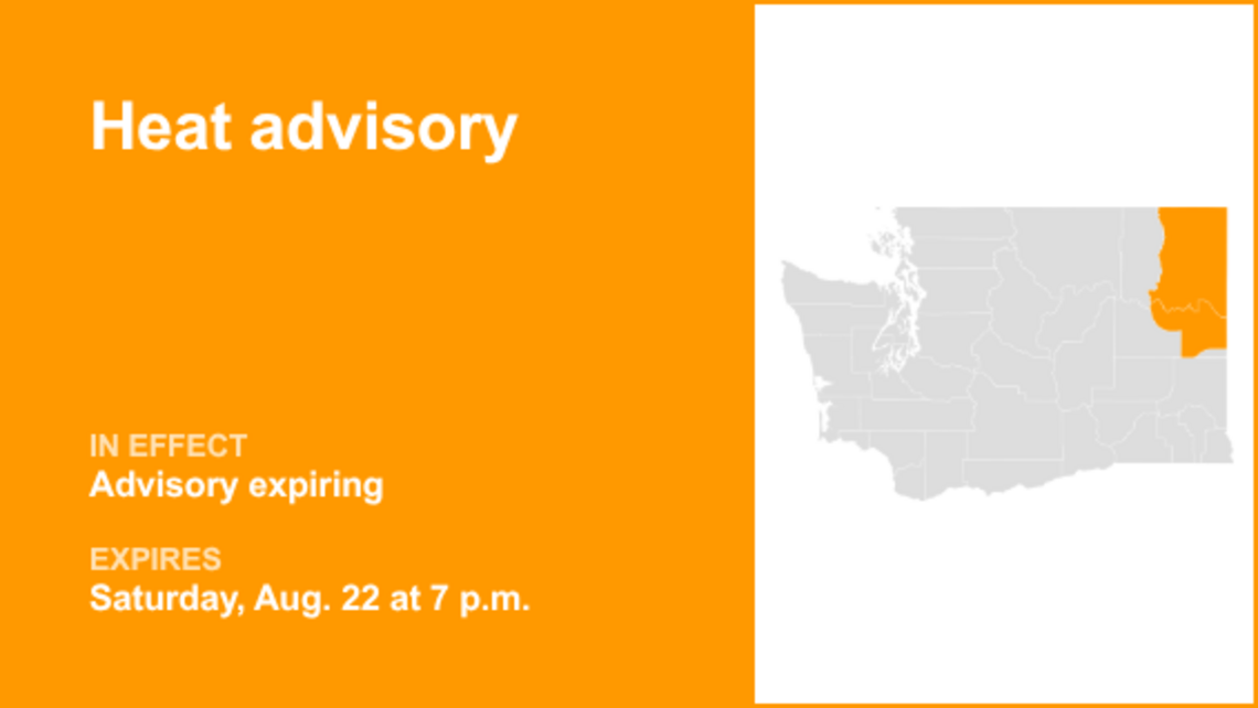 The current heat advisory for Spokane area and Northeast Mountains will expire at 7 p.m. 