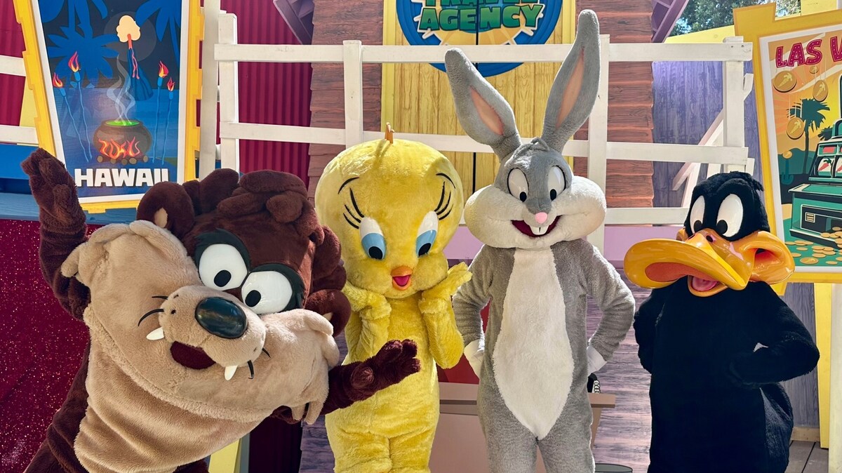 Taz, Tweety Bird, Bugs Bunny and Daffy Duck in the new Looney Tunes Land at Six Flags Magic Mountain during a soft opening preview. (Photo by Brady MacDonald, Orange County Register/SCNG)