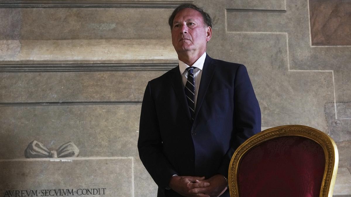 Italy. Supreme Court Justice Samuel Alito attends a meetig , in Rome, Saturday, Sept. 20, 2025. (AP Photo/Andrew Medichini)