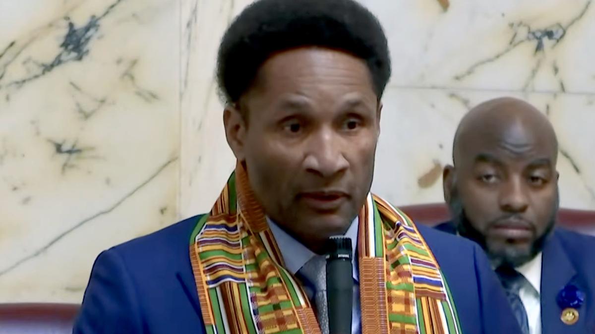 Maryland state Sen. Arthur Ellis, a Charles County Democrat, talks at the Maryland General Assembly on Feb. 5, 2026, in Annapolis, Maryland. (Maryland General Assembly/TNS)