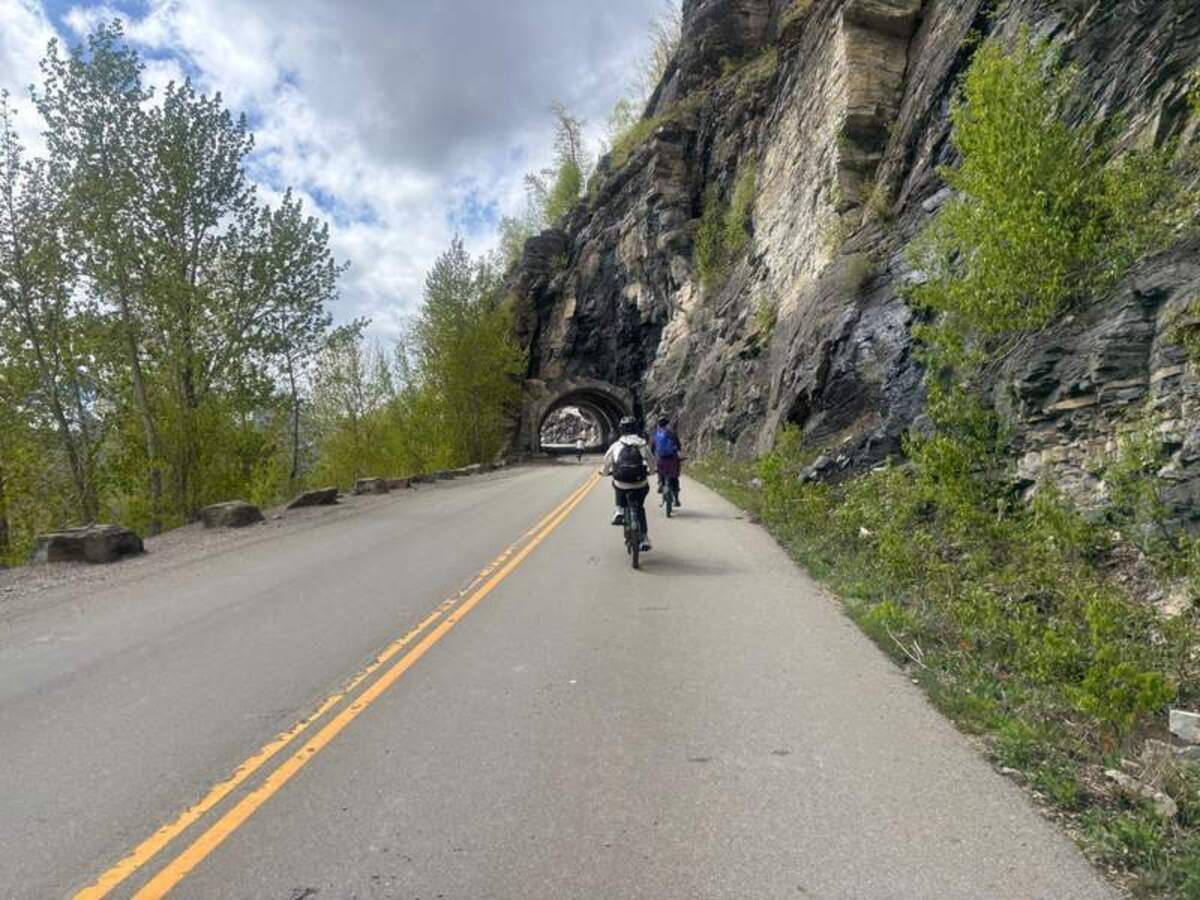  For a very limited time, enjoy biking the car-free Going-to-the-Sun Road. Photo credit: Judy Antell 