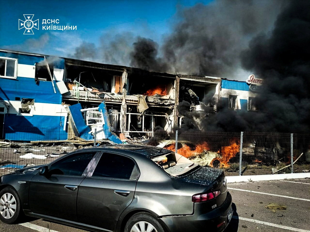 The site of a dairy plant hit by a Russian drone strike, amid Russia's attack on Ukraine, in Kyiv region, Ukraine in this handout picture released June 5, 2026. Press service of the State Emergency Service of Ukraine in Kyiv region/Handout via REUTERS