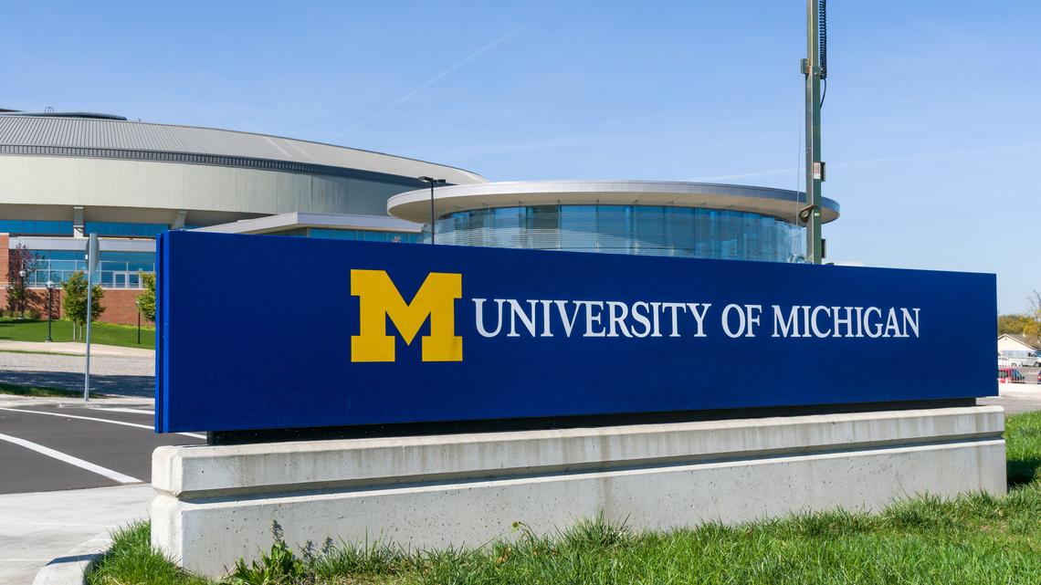 Entrance sign to the campus of the University of Michigan, Oct. 20, 2017. (Ken Wolter/Dreamstime/TNS)