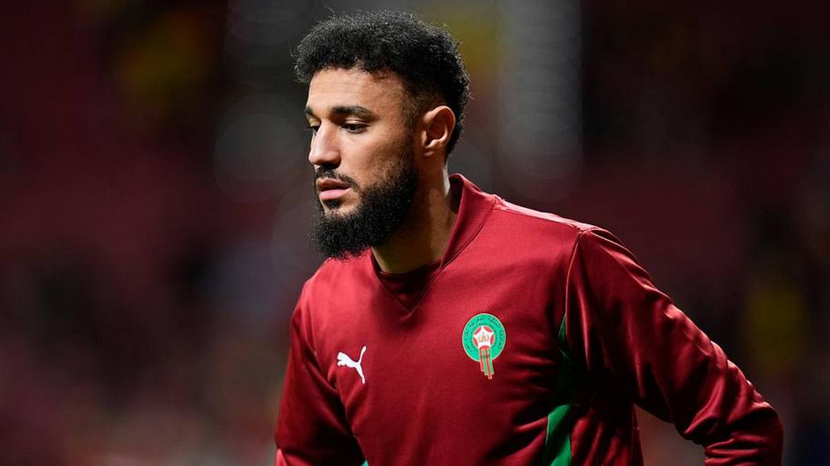  Noussair Mazraoui is one of Morocco's stars. | Dennis Agyeman/Europa Press/Getty Images 