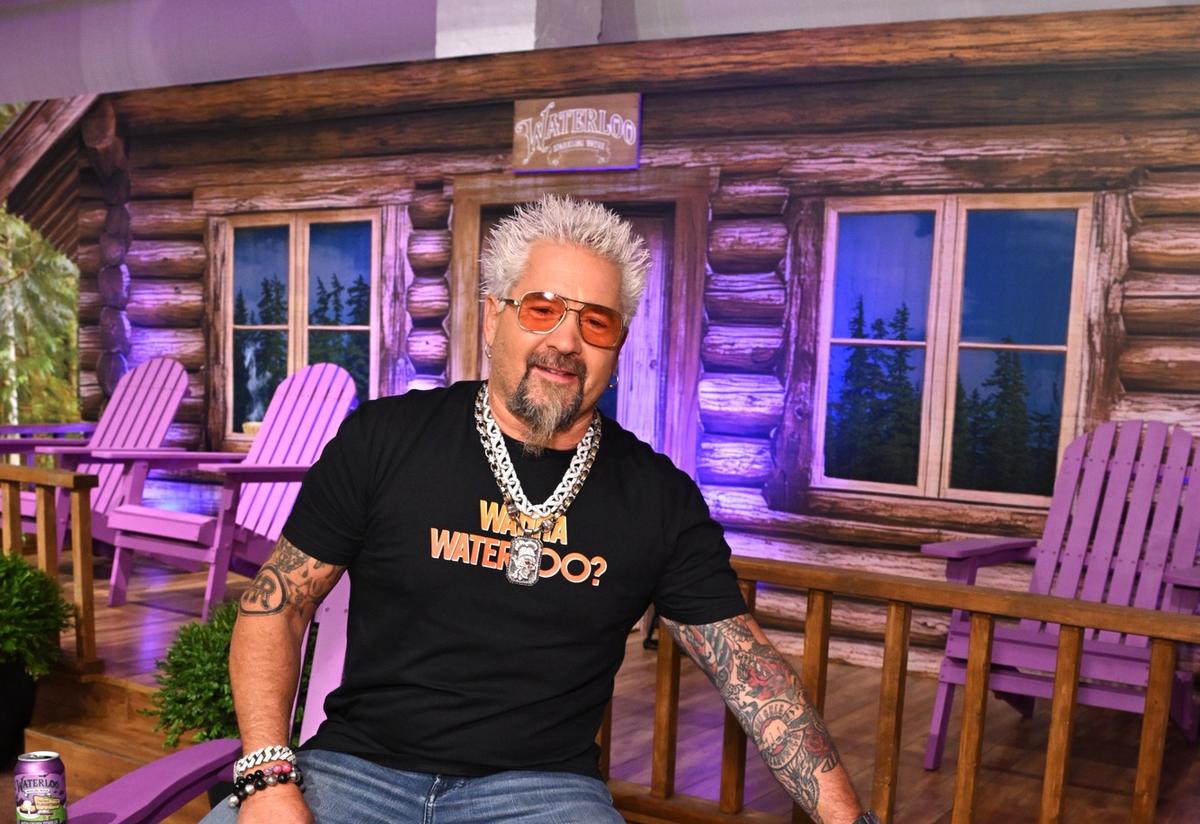 Guy Fieri celebrates launch of Waterloo Sparkling Water x Guy Fieri’s Flavortown limited-time flavors on April 10, 2025 in New York City. 