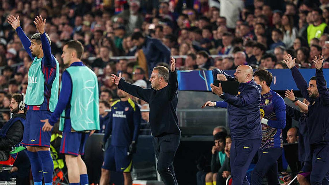 Barcelona were unhappy with the officiating during the first leg. | Lluis Gene/AFP/Getty Images 