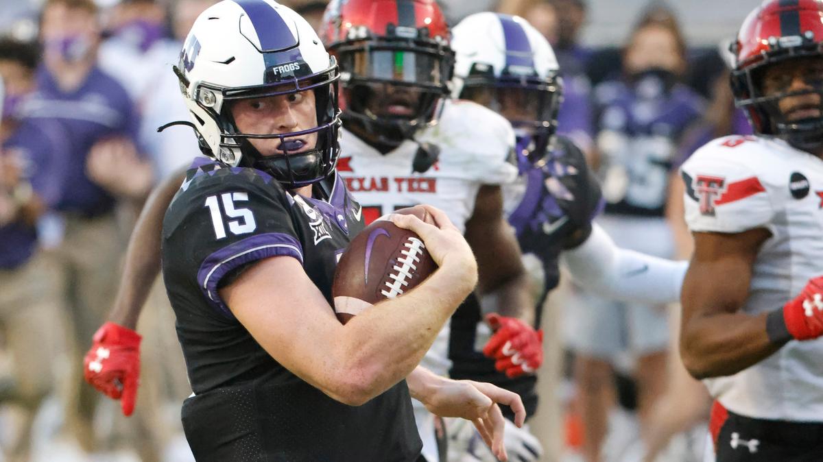 TCU quarterback Max Duggan, picking up yardage last season against Texas Tech, and the Horned Frogs hope to cut down on turnovers this season after the Horned Frogs finished minus-2 in turnover margin.