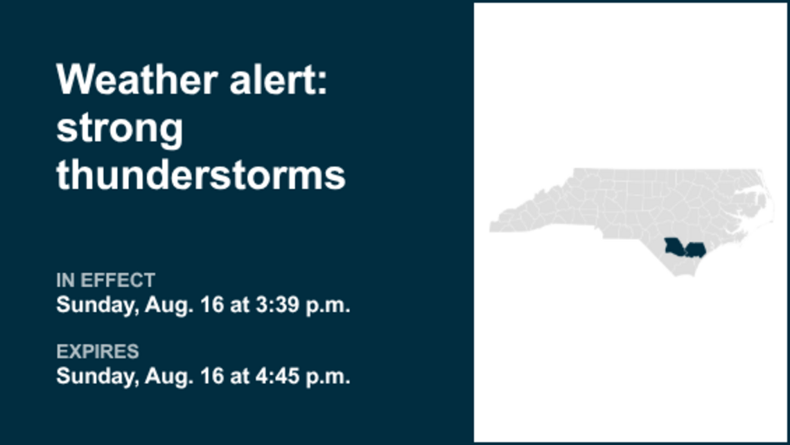 UPDATE: Weather alert issued for strong thunderstorms in Inland Brunswick and Columbus County 