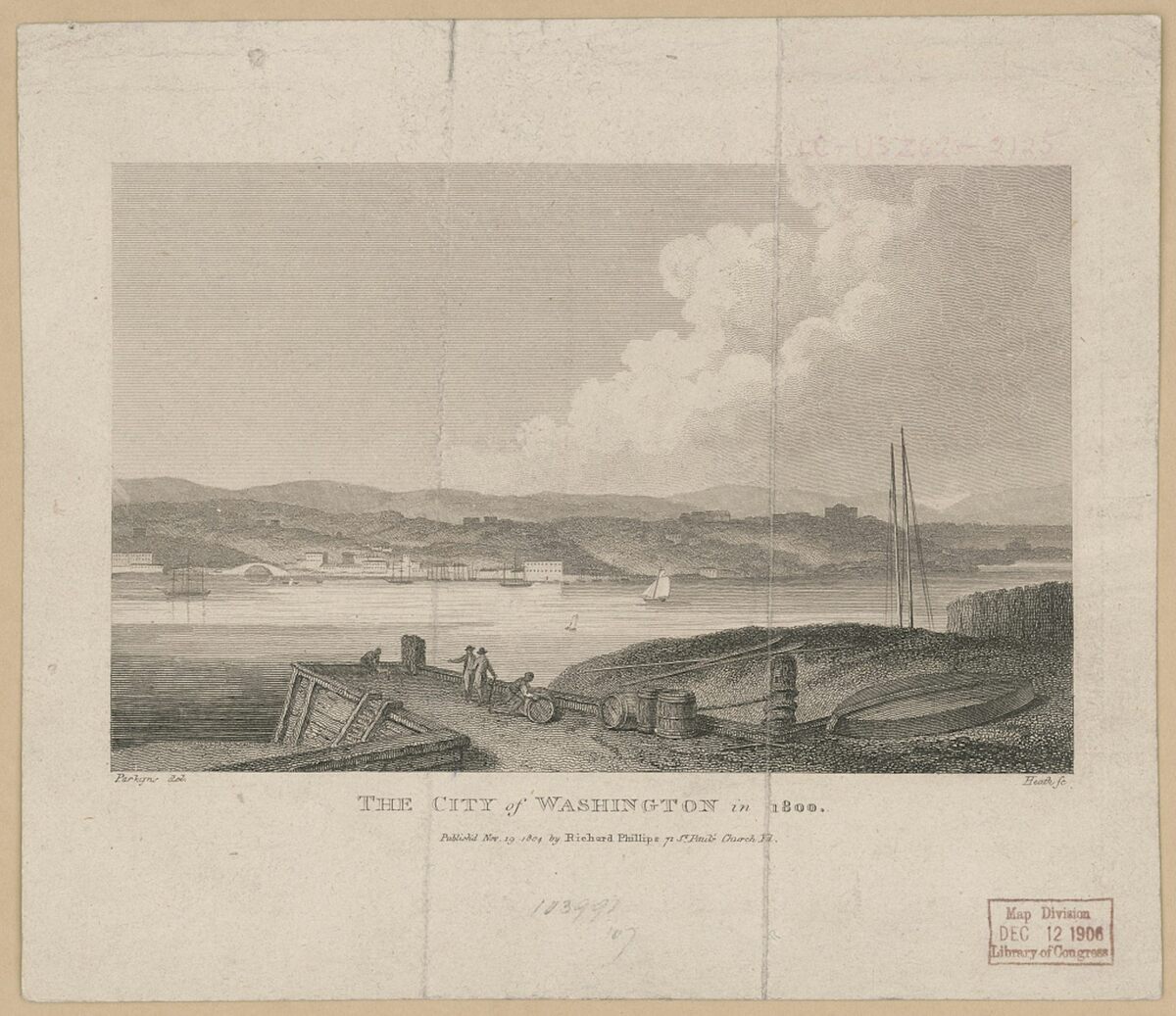  An illustration of the city of Washington in 1800. Library of Congress 
