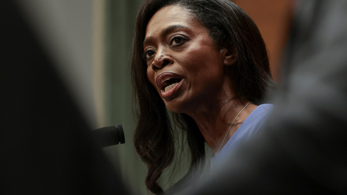 Erica Schwartz, President Donald Trump's nominee to lead the U.S. Centers for Disease Control and Prevention testifies before a Senate Health, Education, Labor, and Pensions Committee confirmation hearing, on Capitol Hill in Washington, D.C., U.S., July 15, 2026. REUTERS/Evelyn Hockstein