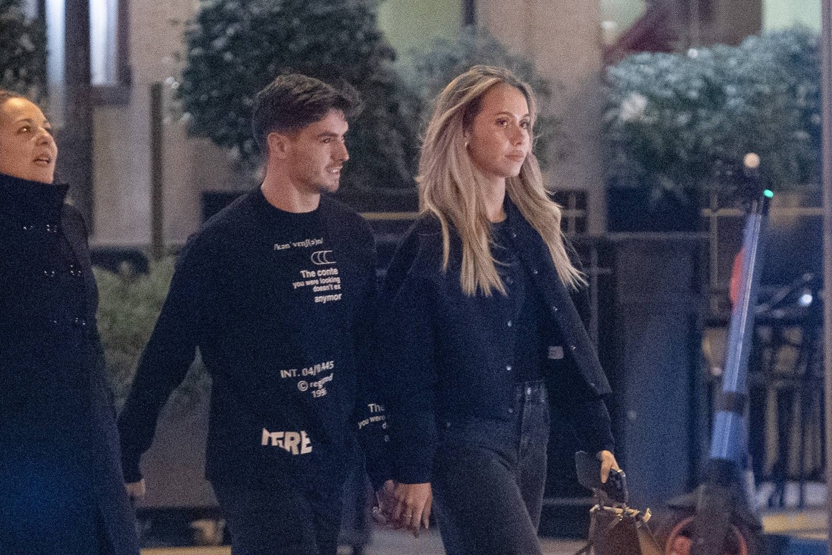  Brahim Diaz and Luz Mendez take a walk through the streets of Madrid on February 14, 2024 in Madrid, Spain. (Photo By Oscar Ortiz/Europa Press via Getty Images)
