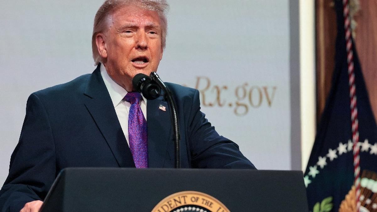 U.S. President Donald Trump delivers remarks about health care costs and affordability from an auditorium on the White House campus in Washington, D.C., U.S., May 18, 2026. REUTERS/Jonathan Ernst
