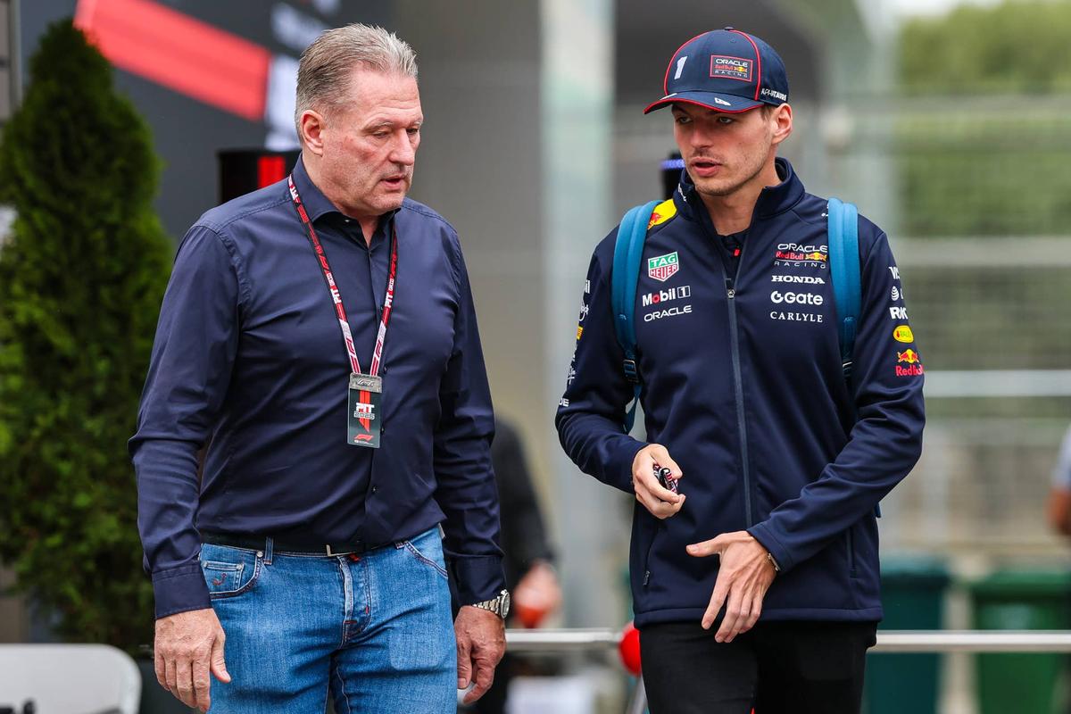  Max Verstappen and Jos Verstappen walk in the paddock during the 2025 F1 Azerbaijan Grand Prix final practice. Photo by Kym Illman/Getty Images