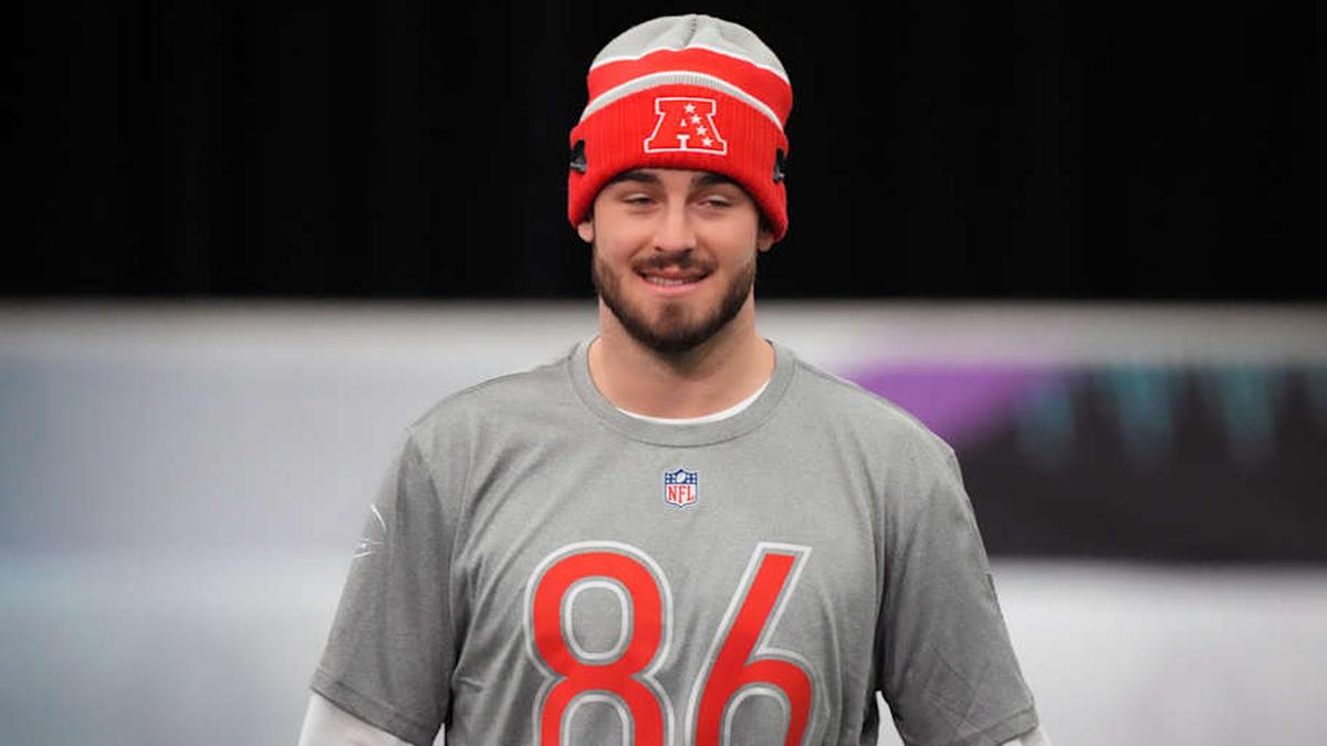  Buffalo Bills tight end Dalton Kincaid (86) during AFC practice at the NFL Flag Fieldhouse at Moscone Center South Building. | Kirby Lee-Imagn Images 