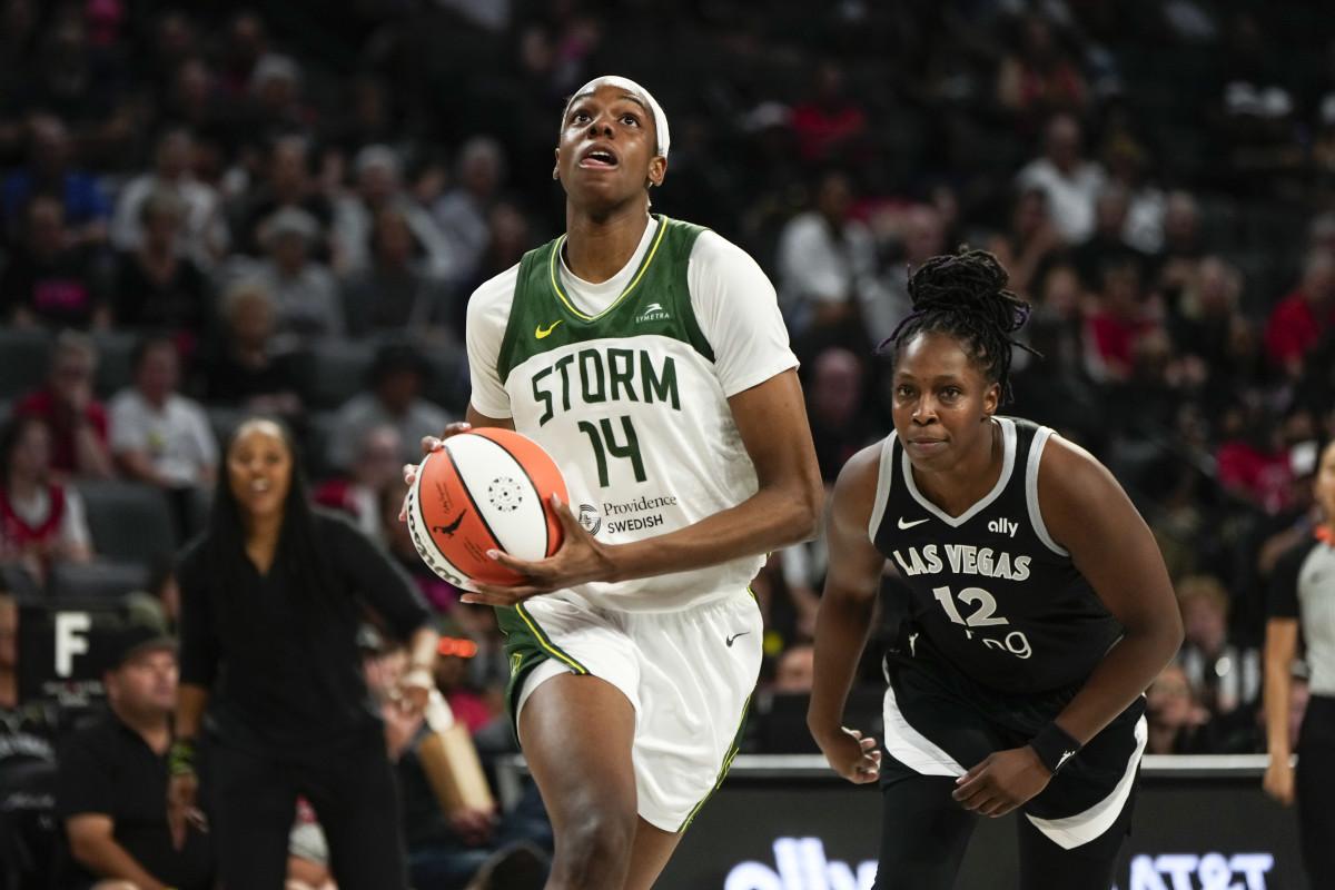  Seattle Storm center Dominique Malonga (14) Lucas Peltier-Imagn Images
