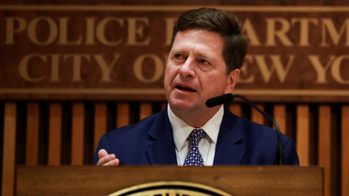 FILE PHOTO: Jay Clayton, U.S. Attorney for the Southern District of New York speaks during a press conference at the New York Police Department headquarters following the arrest of suspects charged with igniting IEDs near Gracie Mansion, the home of New York City Mayor Zohran Mamdani, in New York City, U.S., March 9, 2026. REUTERS/Brendan McDermid/File Photo
