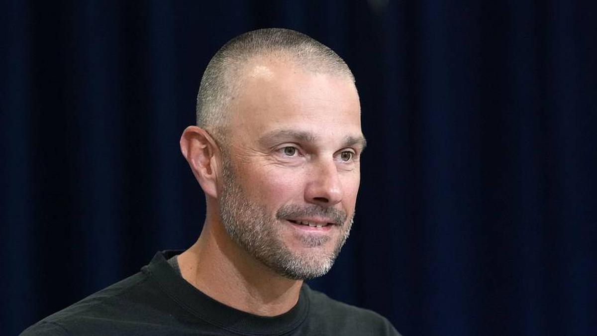  Feb 24, 2026; Indianapolis, IN, USA; Las Vegas Raiders general manager John Spytek speaks at the NFL Scouting Combine at the Indiana Convention Center. Mandatory Credit: Kirby Lee-Imagn Images | Kirby Lee-Imagn Images 