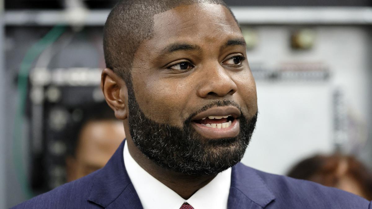Florida Congressman Byron Donalds, who is running for governor, speaks during a news conference at ABC Institute Apprenticeship College in Coconut Creek, Fla., on April 13, 2026. (Amy Beth Bennett/South Florida Sun Sentinel/TNS)