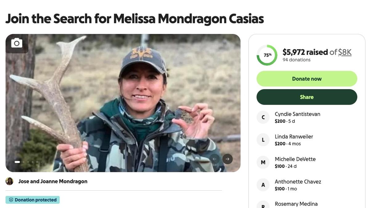 In a GoFundMe page set up to raise money for a reward in the case, Melissa Casias' family described Casias as an "amazing daughter, sister, wife and mother." (GoFundMe screenshot/TNS)