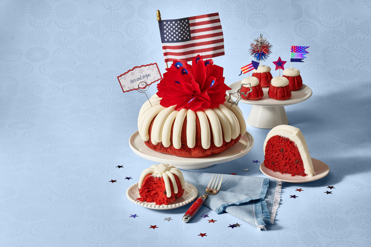 Nothing Bundt Cakes has a Patriotic Decorated Cake and new Fireworks & Freedom Bundtini Toppers for the holiday.