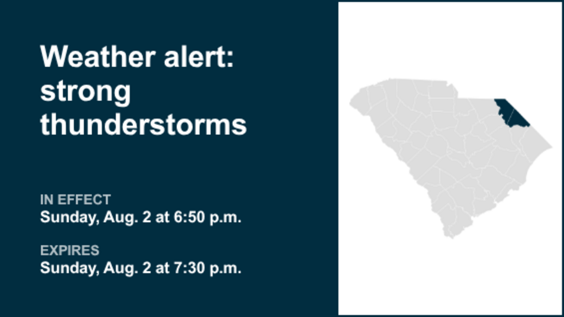 Weather alert for Marlboro and Dillon counties Sunday evening, says the NWS 
