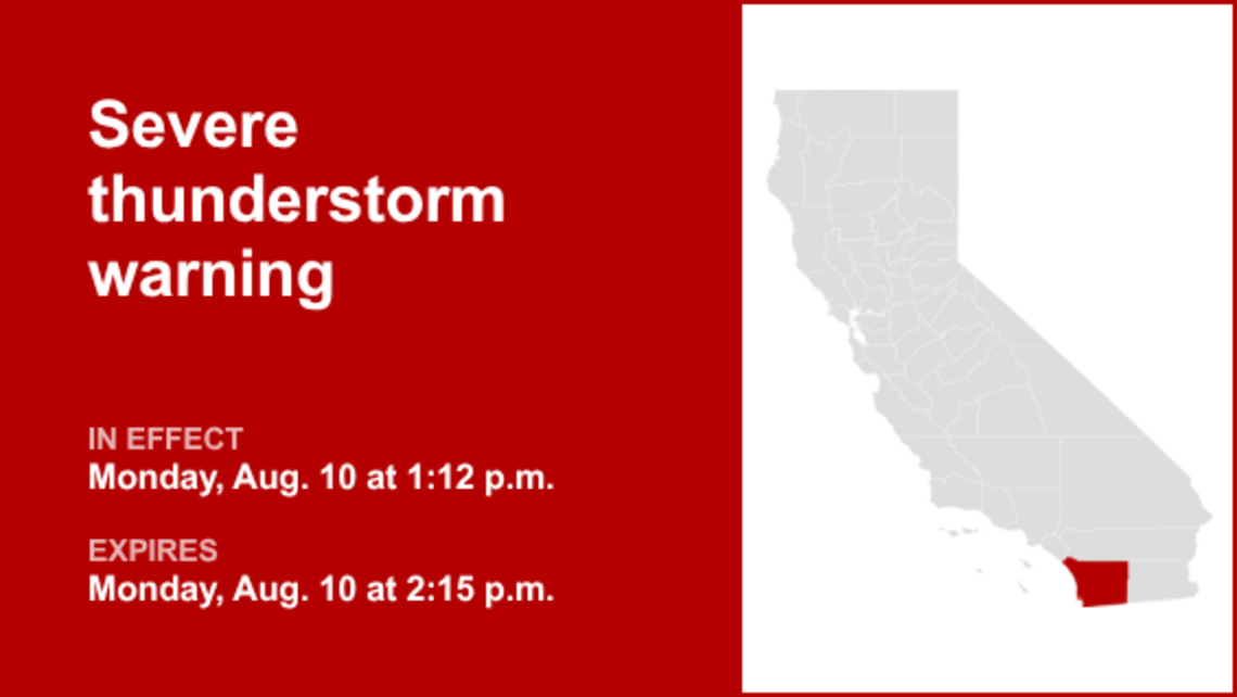 UPDATE: Severe thunderstorm warning previously issued will expire at 2:15 p.m. 