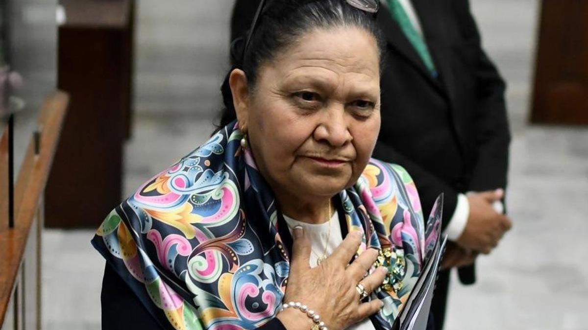 Guatemalan Attorney General Consuelo Porras arrives April 9 at the Nominating Commission in Guatemala City, Guatemala, for an interview as part of the selection process for attorney general and head of the Public Prosecutor’s Office from 2026 to 2030. She lacked support for another term. Photo by Alex Cruz/EPA