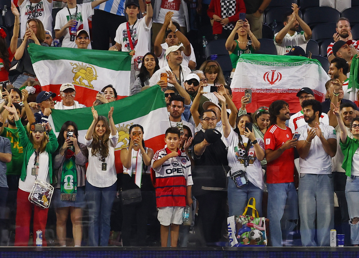 Soccer Football - FIFA World Cup 2026 - Group G - Iran v New Zealand - Los Angeles Stadium, Inglewood, California, U.S. - June 15, 2026 Iran fans celebrate after the match REUTERS/Matthew Childs