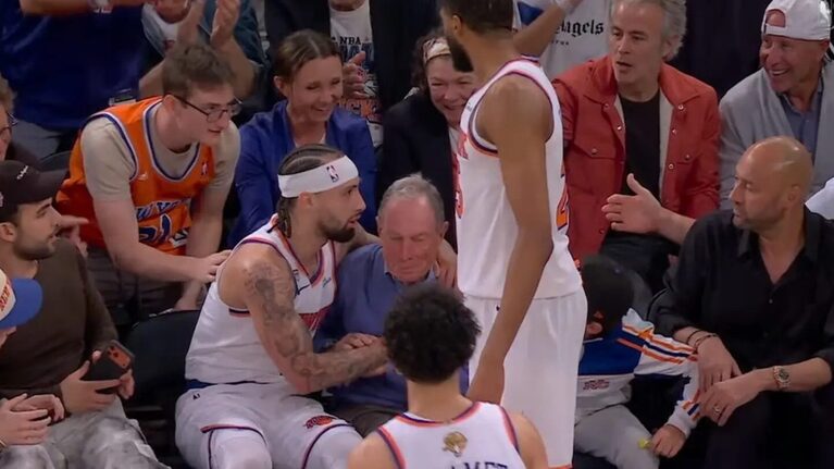 Knicks Player Nearly Knocks Out Former Mayor Bloomberg at NBA Finals 