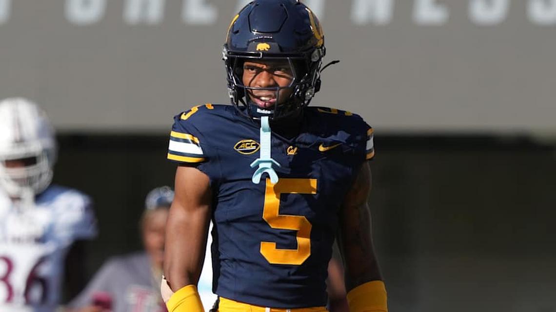  Sep 6, 2025; Berkeley, California, USA; California Golden Bears defensive back Hezekiah Masses (5) during the third quarter against the Texas Southern Tigers at California Memorial Stadium. Mandatory Credit: Darren Yamashita-Imagn Images | Darren Yamashita-Imagn Images 