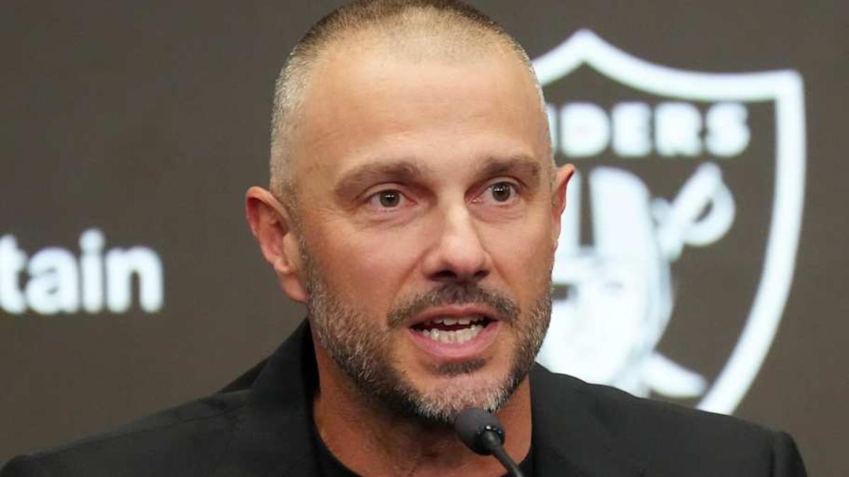  Feb 10, 2026; Henderson, NV, USA; Las Vegas Raiders general manager John Spytek at press conference at Intermountain Health Performance Center. Mandatory Credit: Kirby Lee-Imagn Images | Kirby Lee-Imagn Images 