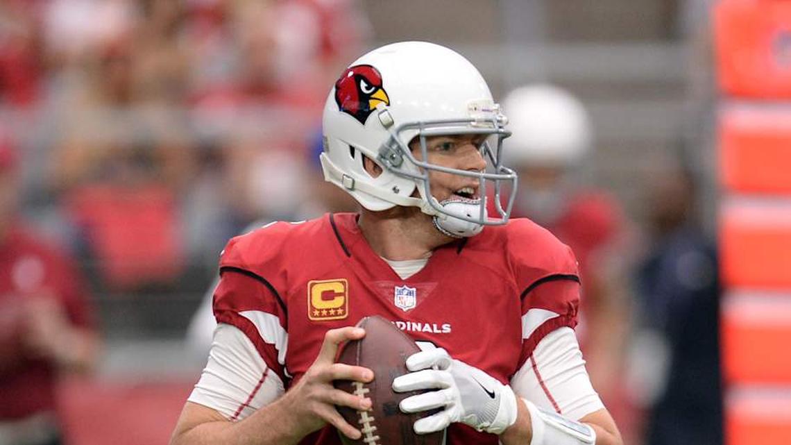  Oct 1, 2017; Glendale, AZ, USA; Arizona Cardinals quarterback Carson Palmer (3) drops back to pass against the San Francisco 49ers during the first half at University of Phoenix Stadium. Mandatory Credit: Joe Camporeale-Imagn Images | Joe Camporeale-Imagn Images 
