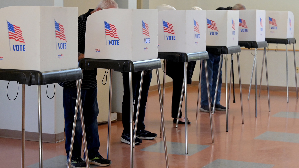 Voters mark their ballots on Election Day at the Center for Maryland Agriculture and Farm Park. (Kim Hairston/The Baltimore Sun/TNS)