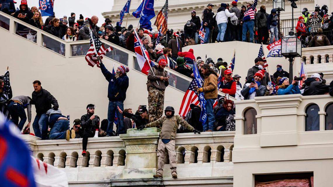 Pro-Trump supporters storm the U.S. Capitol following a rally with President Donald Trump in Washington on Jan. 6, 2021.