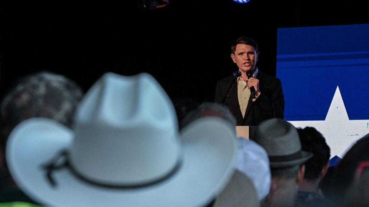 Democratic candidate for U.S. Senate James Talarico speaks during a rally in Texas in May 2026. Whether Talarico is vegetarian or vegan – he says he is not – has featured heavily in the Senate race. 