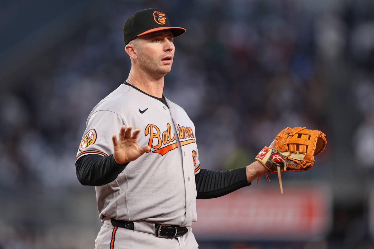  May 1, 2026; Bronx, New York, USA; Baltimore Orioles first baseman Pete Alonso (25) reacts during the second inning against the New York Yankees at Yankee Stadium. Mandatory Credit: Vincent Carchietta-Imagn Images 