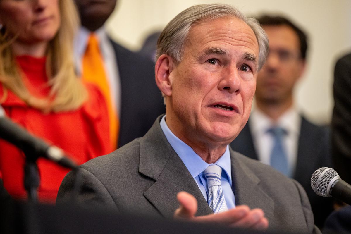  Texas Governor Greg Abbott speaks to reporters in Austin on March 15, 2023. 