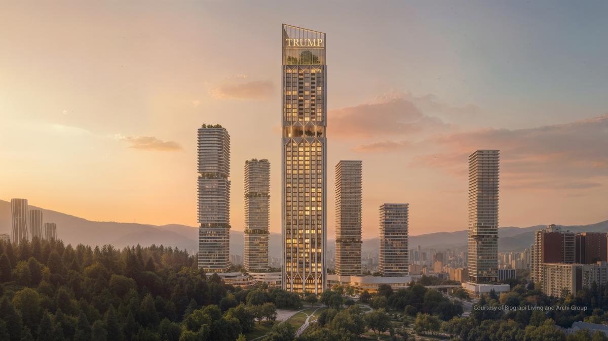 A rendering of the Tbilisi Downtown development, with the Trump Tower Tbilisi at the center. 