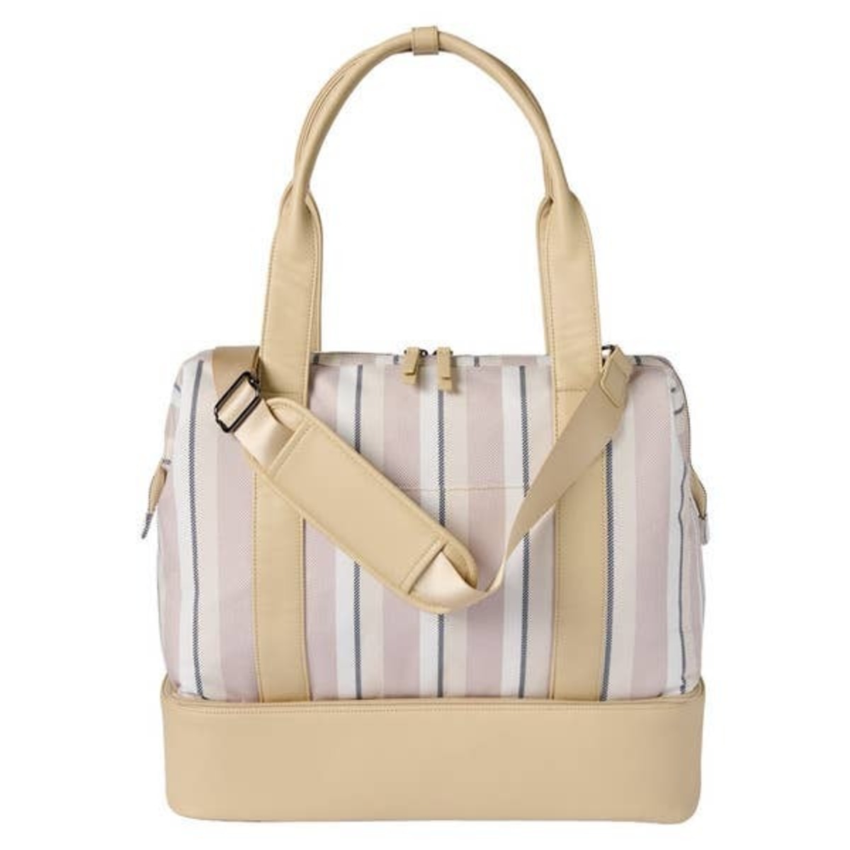  Travel Weekender Bag, beige stripe.
