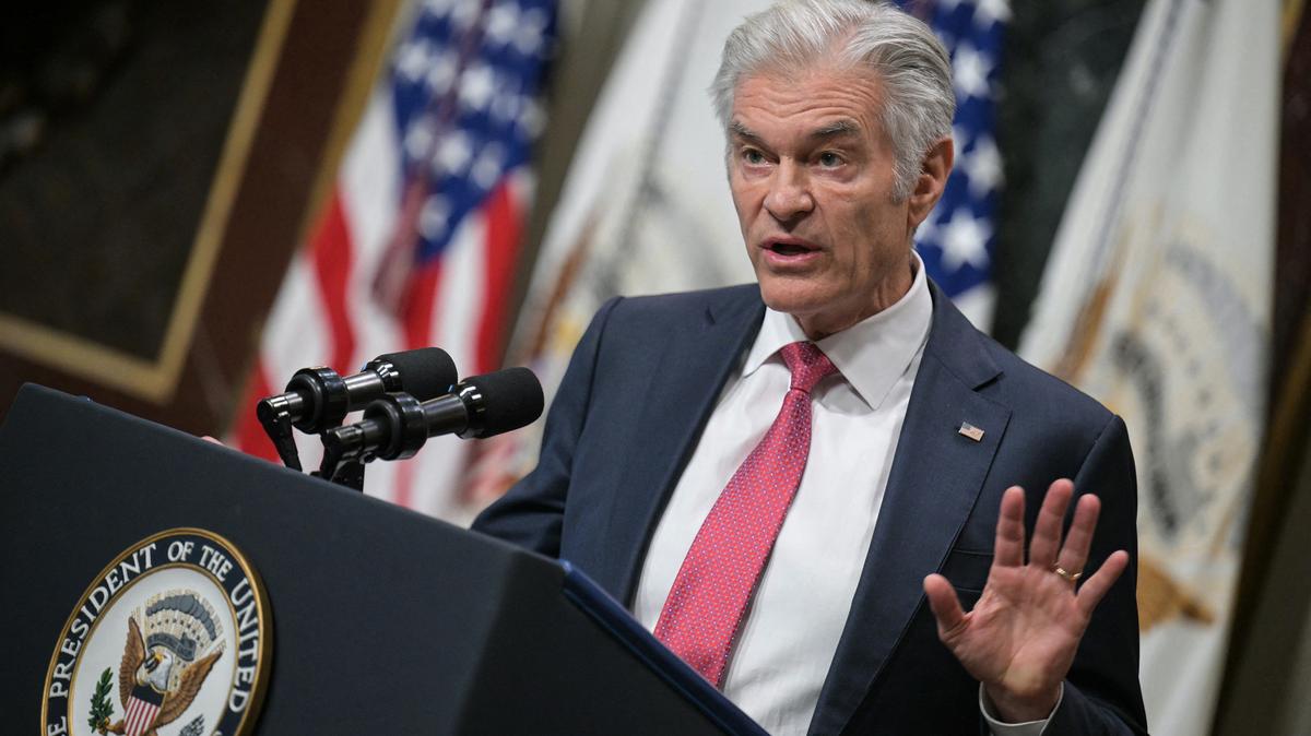 Medicare and Medicaid Administrator Mehmet Oz speaks about combatting fraud, at the Eisenhower Executive Office Building on the White House complex in Washington, D.C., on Feb. 25, 2026.  (Oliver Contreras/AFP/Getty Images/TNS)