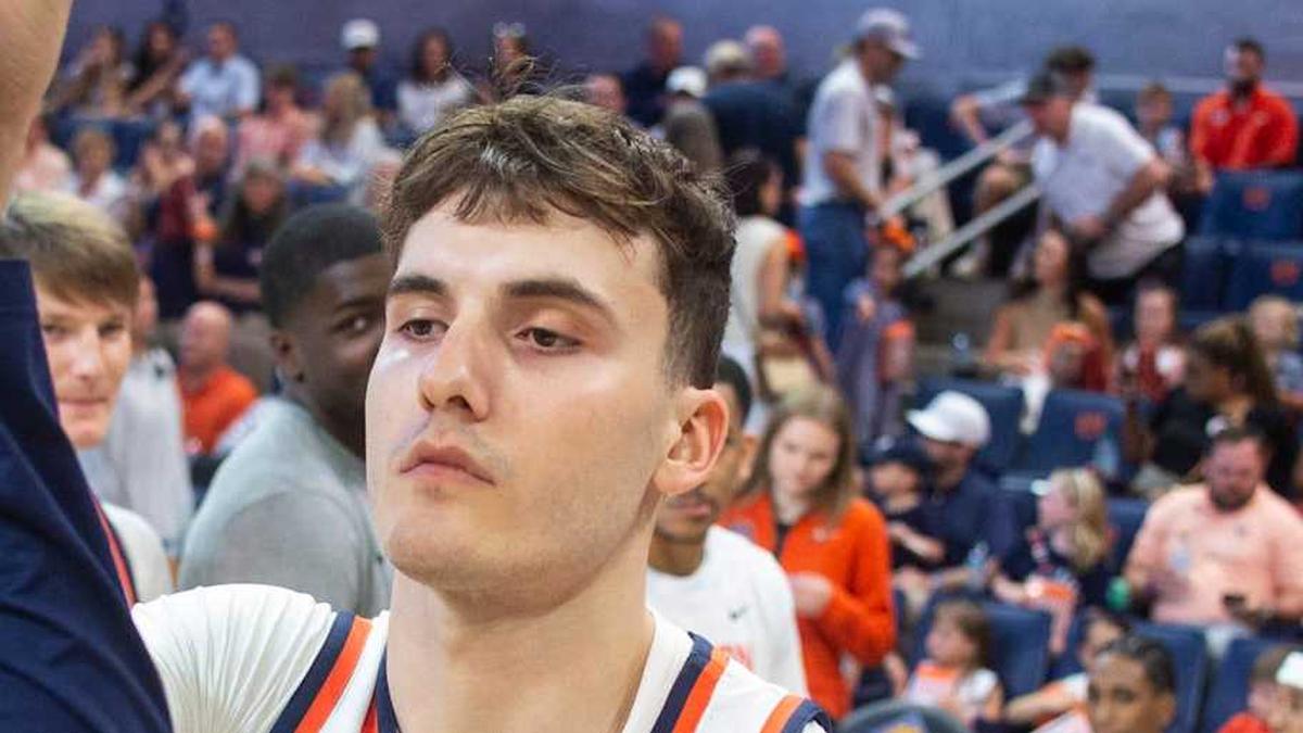  Auburn Tigers forward Filip Jović (38) is introduced as Auburn Tigers take on Seattle Redhawks during the second round of the National Invitation Tournament at Neville Arena in Auburn, Ala. on Sunday, March 22, 2026. | Jake Crandall/ Advertiser / USA TODAY NETWORK via Imagn Images 