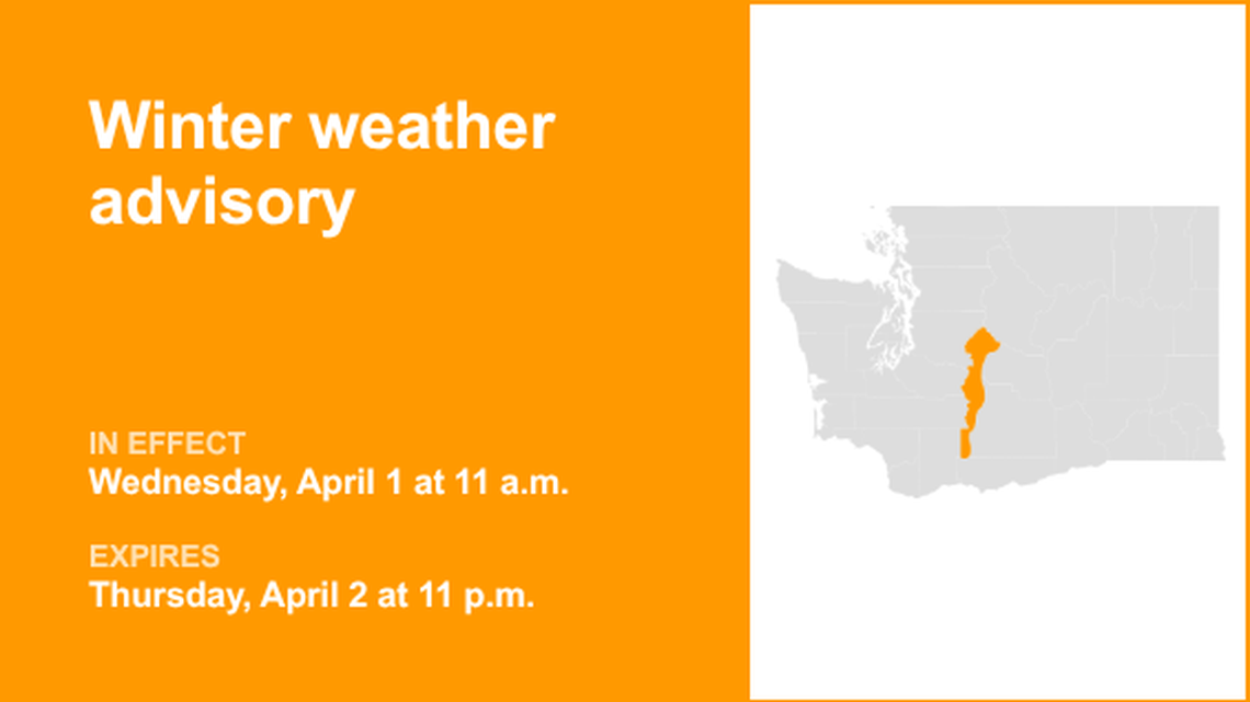 UPDATE: Winter weather advisory issued for Eastern Cascades until Thursday midday 
