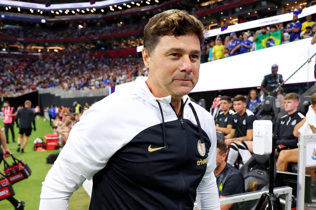  ATLANTA, GEORGIA - JULY 26: Mauricio Pochettino, Manager of Chelsea, reacts prior to the Premier League Summer Series match between Chelsea FC and Newcastle United at Mercedes-Benz Stadium on July 26, 2023 in Atlanta, Georgia. (Photo by Kevin C. Cox/Getty Images for Premier League) 