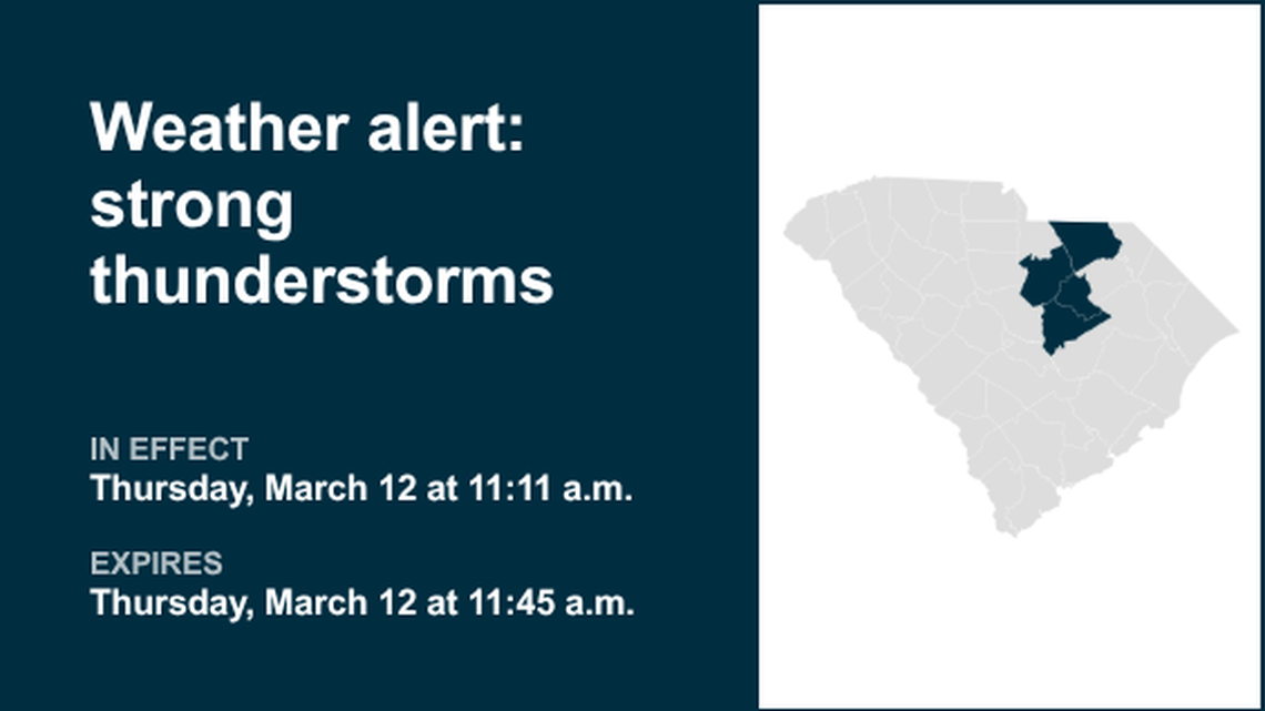 Be prepared for strong thunderstorms in Midlands Thursday midday, says the NWS 