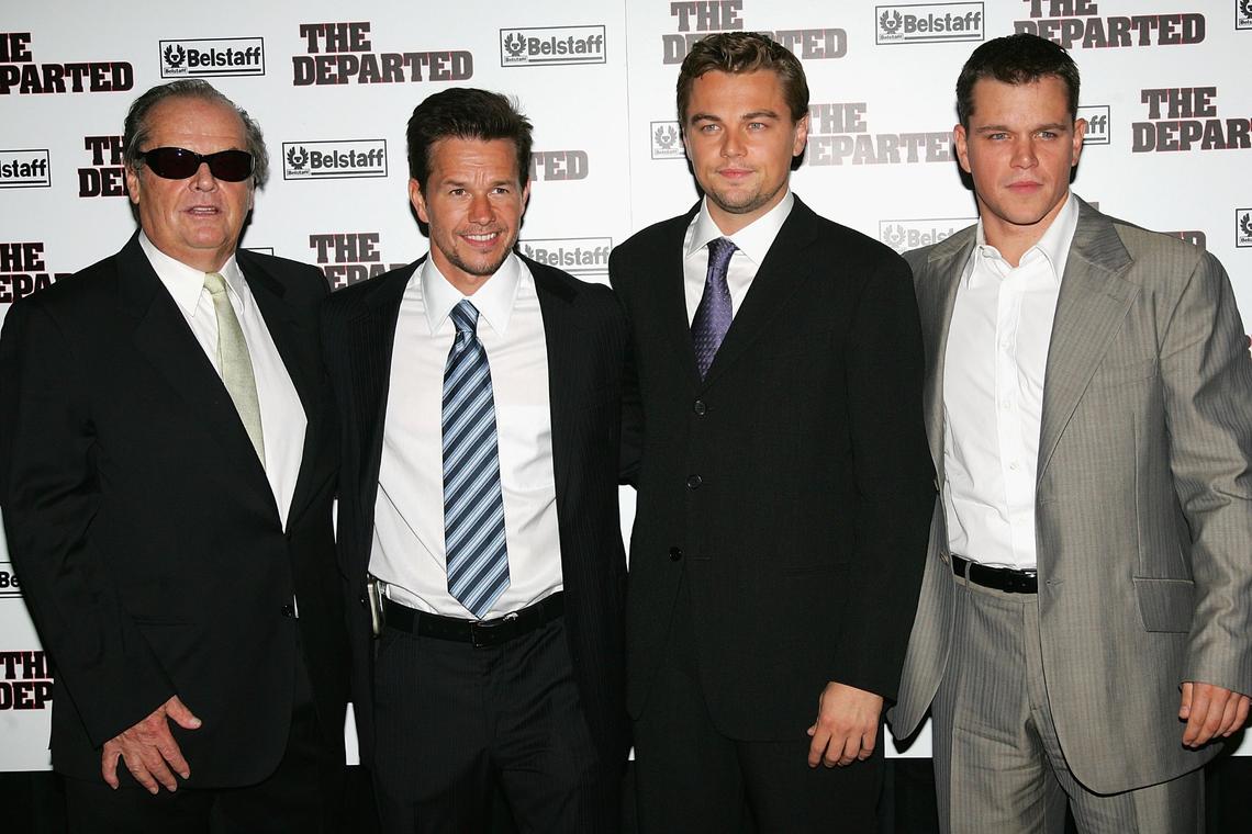 NEW YORK - SEPTEMBER 26:  (L to R) Actors Jack Nicholson, Mark Wahlberg, Leonardo DiCaprio and Matt Damon attend the Warner Bros. Pictures premiere of “The Departed” at the Ziegfeld Theatre September 26, 2006 in New York City.  (Photo by Evan Agostini/Getty Images)