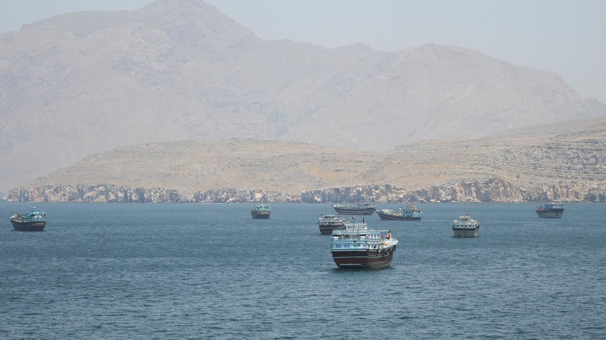 Vessels in the Strait of Hormuz, Musandam, Oman, May 8, 2026. REUTERS/Stringer