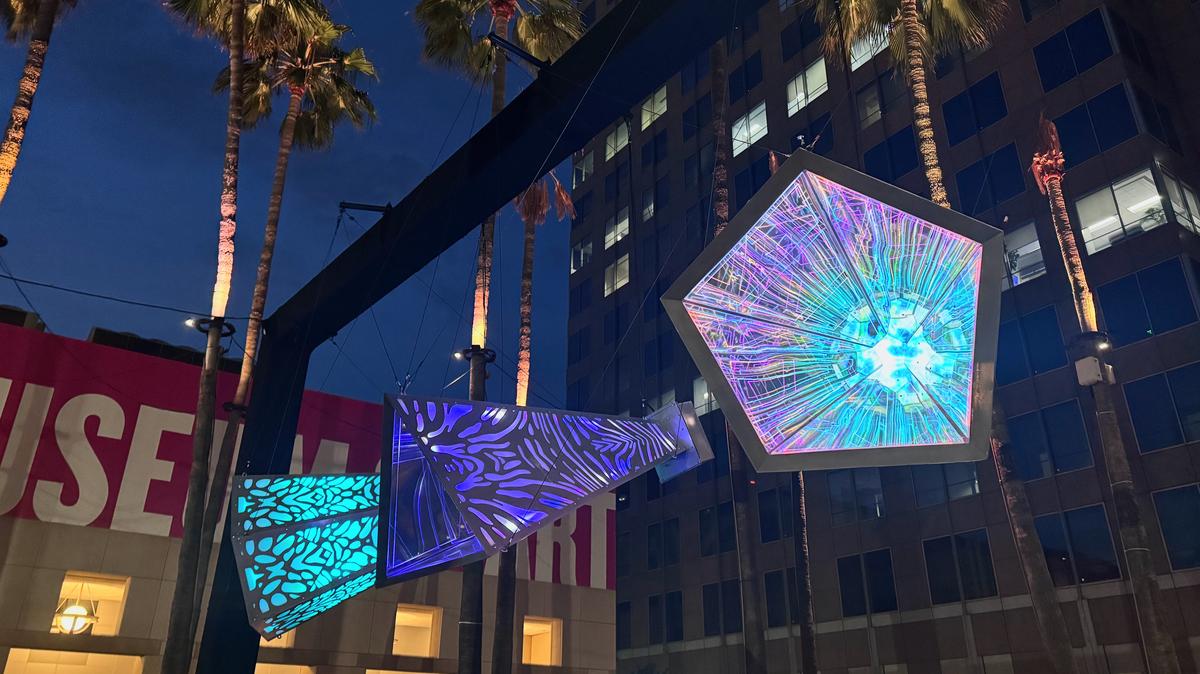 "Gaiascope," an art installation by artist Brooke Einbender, opened in the Circle of Palms in downtown San Jose on Friday, May 22, 2026 and will be on display there though Aug. 18, 2026. (Sal Pizarro/Bay Area News Group)