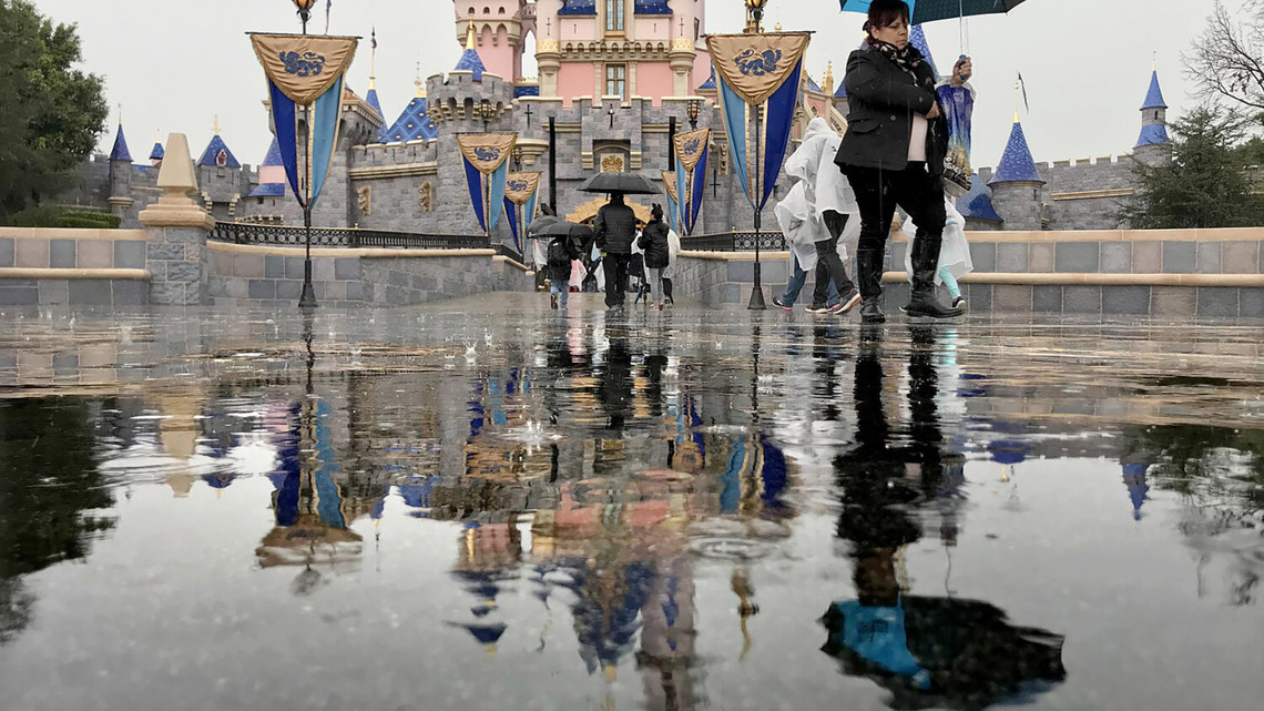 Torrential rains hit Orange County, send visitors scrambling for cover at Disneyland 
