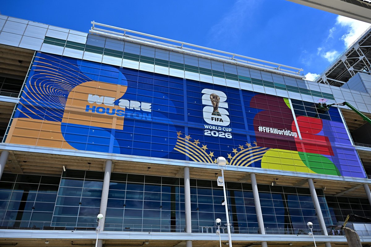  FIFA World Cup 2026 signage is seen at Houston Stadium on June 2, 2026 in Houston, Texas. 